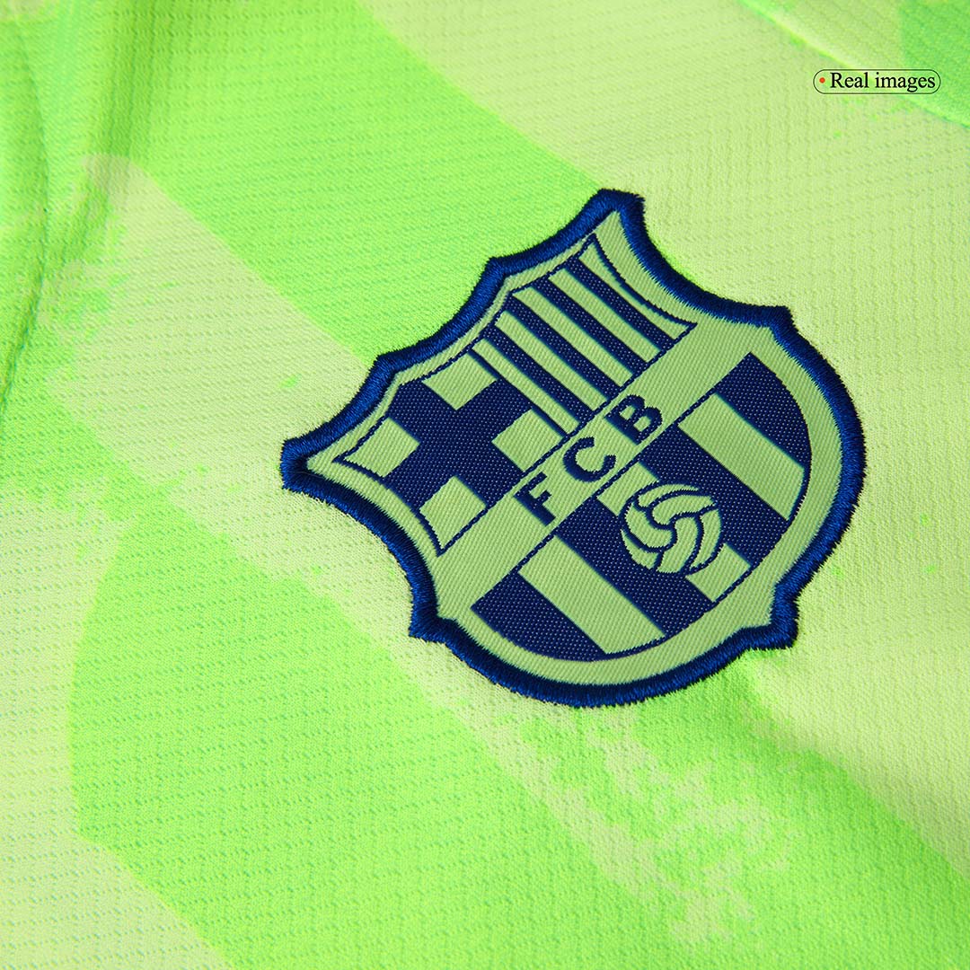 Barcelona Third Away Kids Soccer Jerseys Kit 2024/25   UCL (Spotify Logo Without Text)