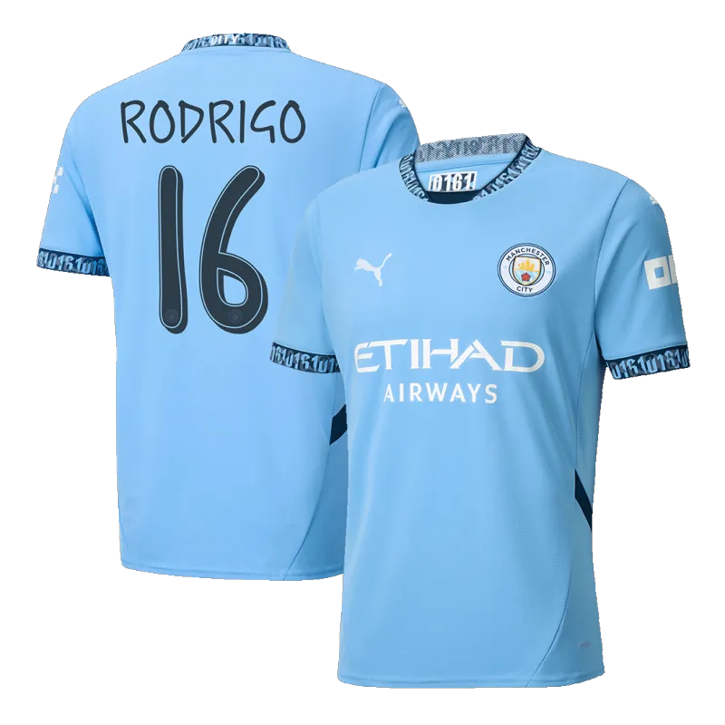RODRIGO #16 Manchester City Home Soccer Jersey 2024/25   UCL