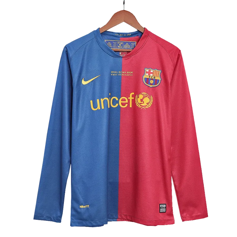 Vintage Soccer Shirts Barcelona Home Long Sleeve 2008/09   UCL Final