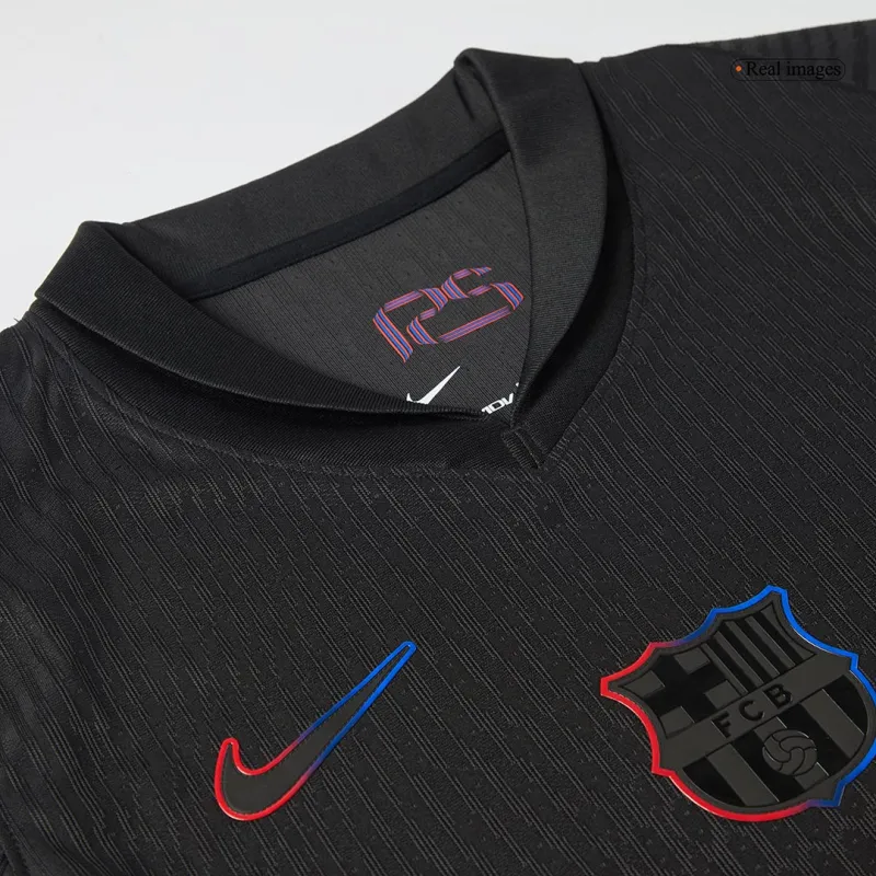 RAPHINHA #11 Barcelona Away Authentic Soccer Jersey 2024/25   UCL (Spotify Logo Without Text)