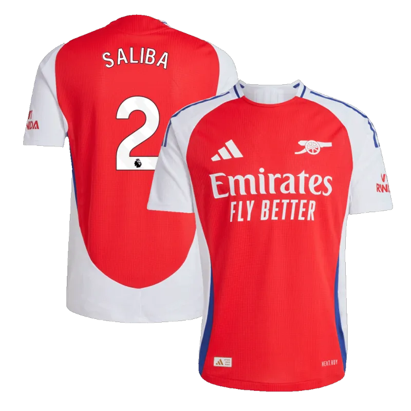 SALIBA #2 Arsenal Home Authentic Soccer Jersey 2024/25