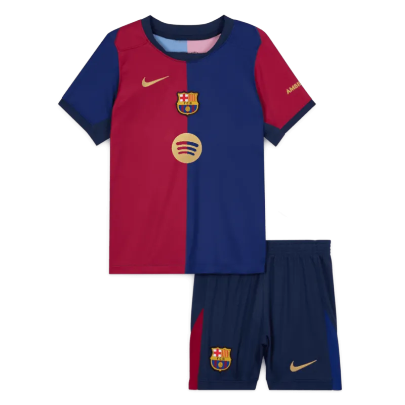 Barcelona Home Kids Soccer Jerseys Kit 2024/25 Spotify Logo Without Text
