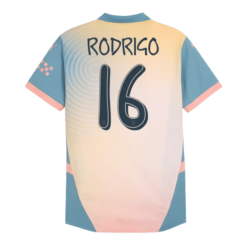 RODRIGO #16 Manchester City Fourth Away Authentic Soccer Jersey 2024/25- Definitely City (UCL)