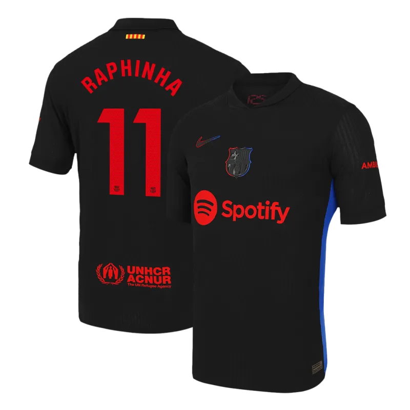 RAPHINHA #11 Barcelona Away Authentic Soccer Jersey 2024/25