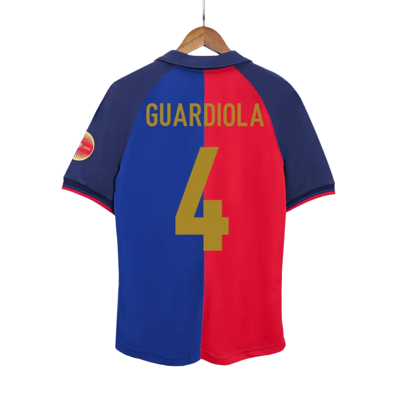 Vintage Soccer Jersey GUARDIOLA #4 Barcelona Home 1999/00   100th Anniversary