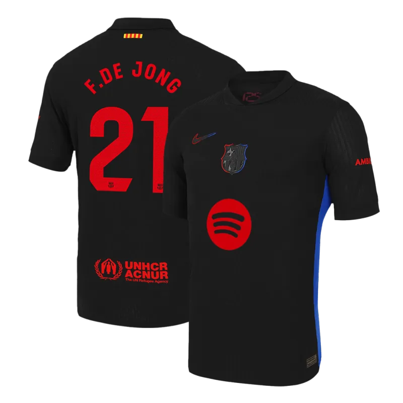 F.DE JONG #21 Barcelona Away Authentic Soccer Jersey 2024/25   Spotify Logo Without Text