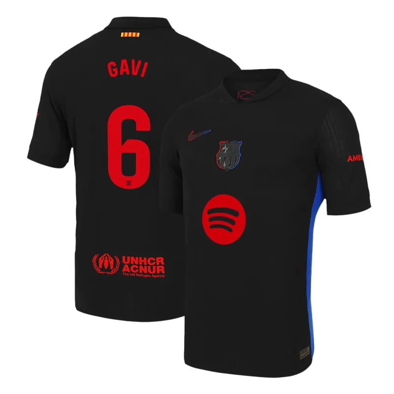 GAVI #6 Barcelona Away Authentic Soccer Jersey 2024/25   Spotify Logo Without Text