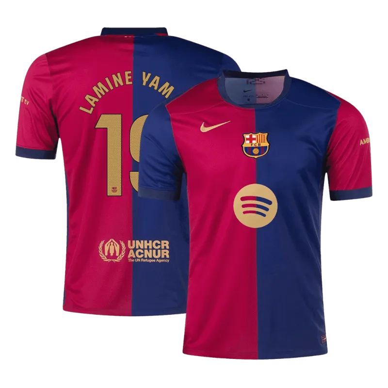 LAMINE YAMAL #19 Barcelona Home Soccer Jersey 2024/25   Spotify Logo Without Text