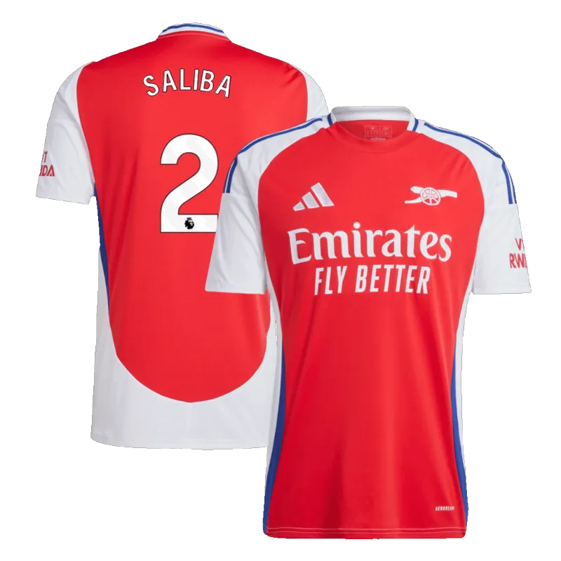 SALIBA #2 Arsenal Home Soccer Jersey 2024/25
