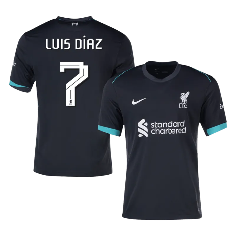 LUIS DÍAZ #7 Liverpool Away Soccer Jersey 2024/25   UCL