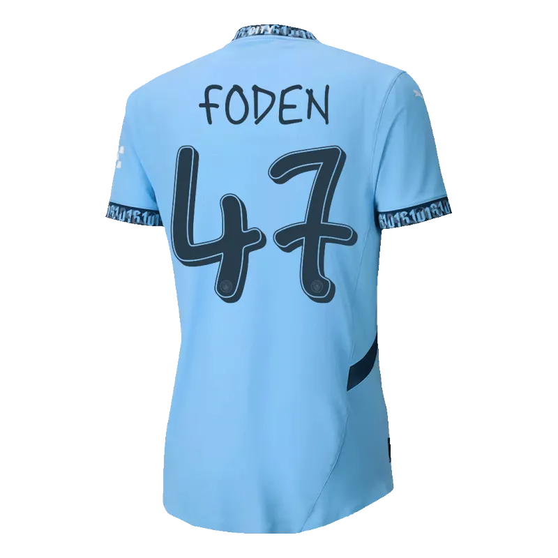 FODEN #47 Manchester City Home Authentic Soccer Jersey 2024/25   UCL
