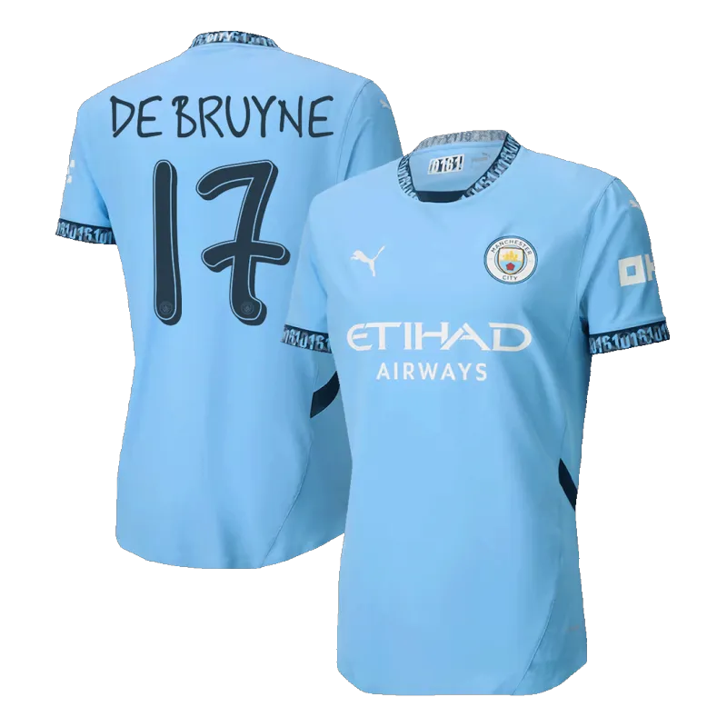 DE BRUYNE #17 Manchester City Home Authentic Soccer Jersey 2024/25   UCL