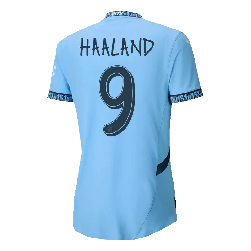 HAALAND #9 Manchester City Home Authentic Soccer Jersey 2024/25   UCL