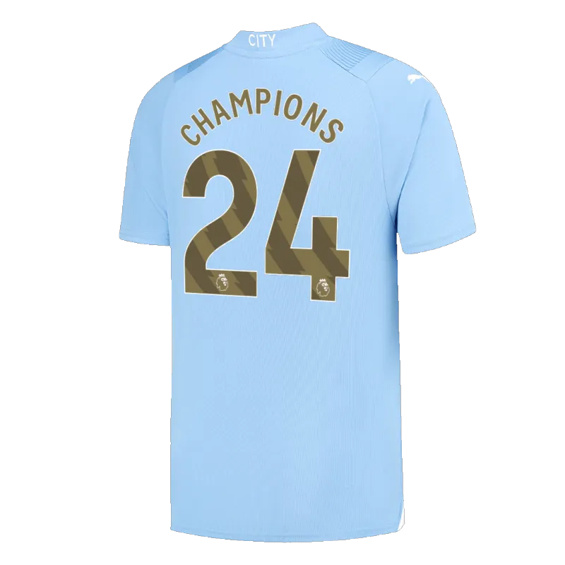 CHAMPIONS #24 Manchester City Home Soccer Jersey 2023/24