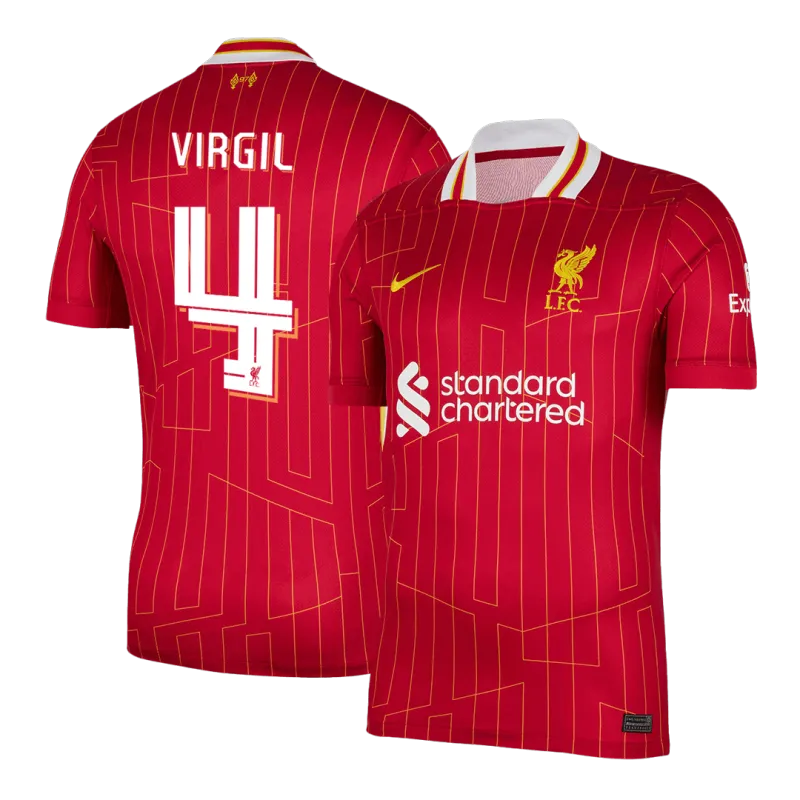 VIRGIL #4 Liverpool Home Soccer Jersey 2024/25   UCL
