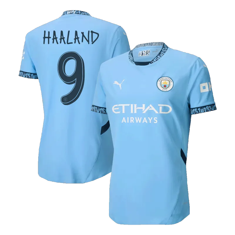 HAALAND #9 Manchester City Home Authentic Soccer Jersey 2024/25   UCL
