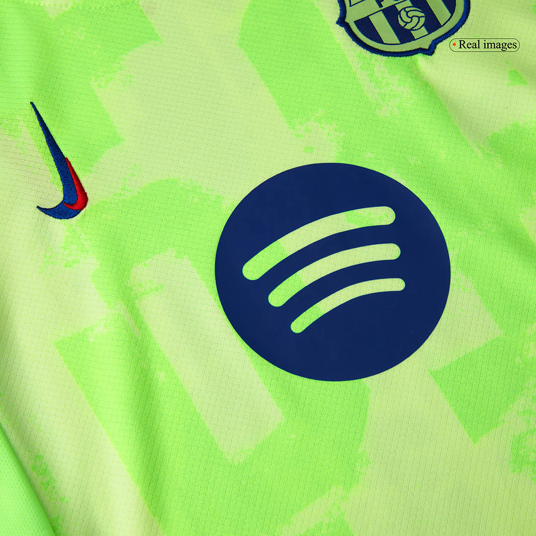 Barcelona Third Away Kids Soccer Jerseys Kit 2024/25   UCL (Spotify Logo Without Text)
