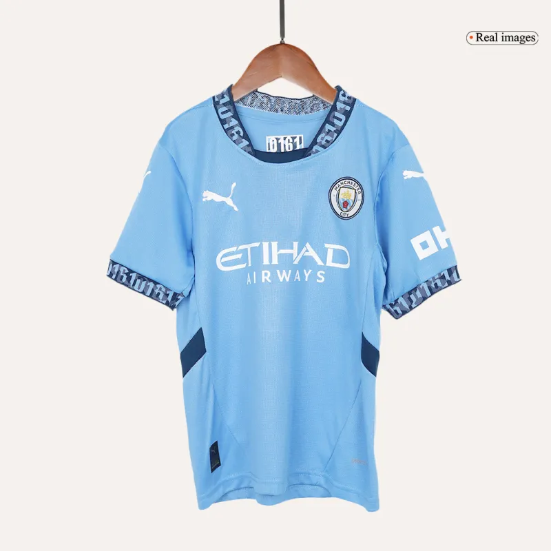 Manchester City Home Kids Soccer Jerseys Kit 2024/25
