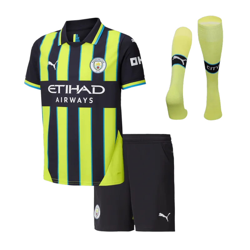 Manchester City Away Kids Soccer Jerseys Full Kit 2024/25