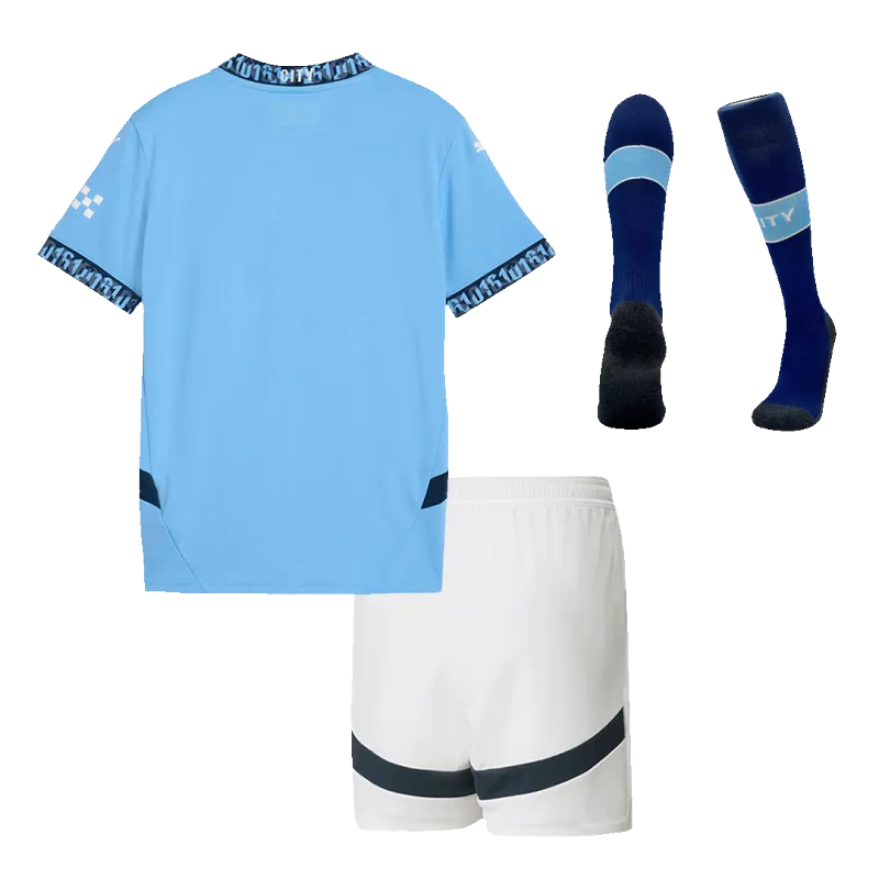 Manchester City Home Kids Soccer Jerseys Full Kit 2024/25