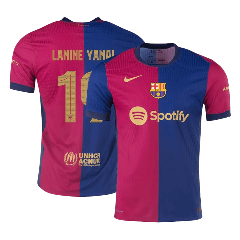 LAMINE YAMAL #19 Barcelona Home Authentic Soccer Jersey 2024/25   UCL