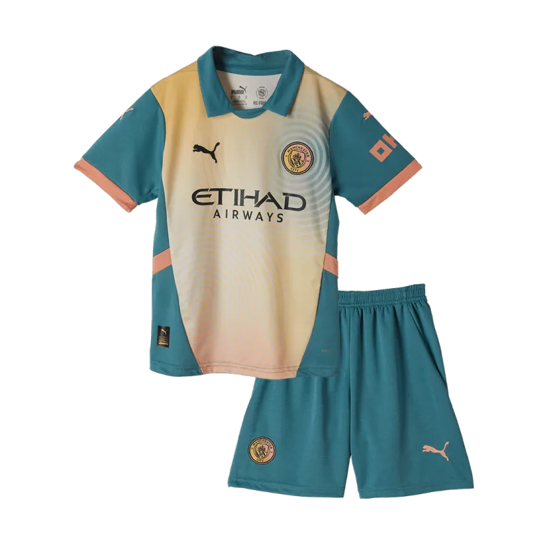 Manchester City Fourth Away Kids Soccer Jerseys Kit 2024/25- Definitely City (UCL)