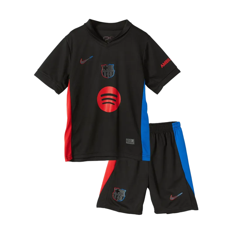 Barcelona Away Kids Soccer Jerseys Kit 2024/25   Spotify Logo Without Text