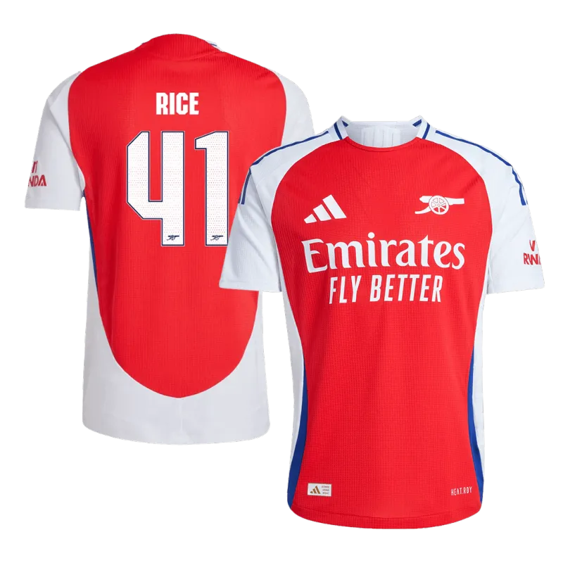 RICE #41 Arsenal Home Authentic Soccer Jersey 2024/25   UCL