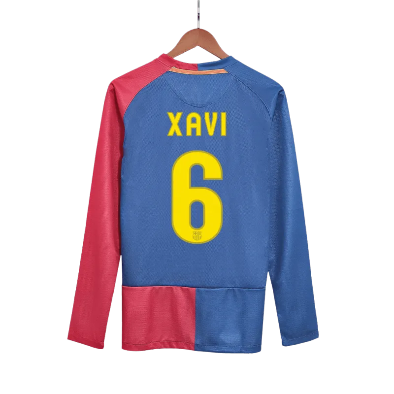 Vintage Soccer Jersey XAVI #6 Barcelona Home Long Sleeve 2008/09   UCL Final
