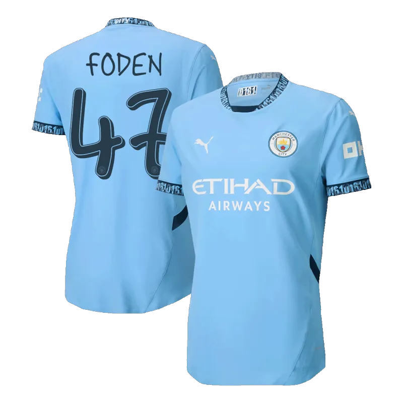 FODEN #47 Manchester City Home Authentic Soccer Jersey 2024/25   UCL