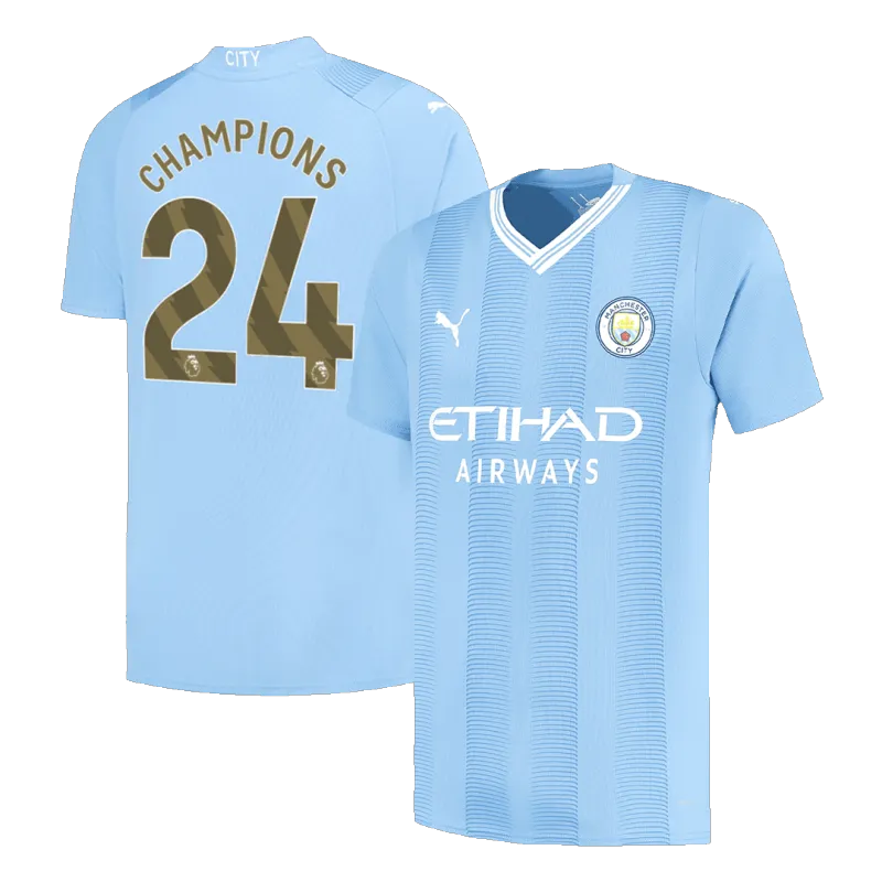 CHAMPIONS #24 Manchester City Home Soccer Jersey 2023/24