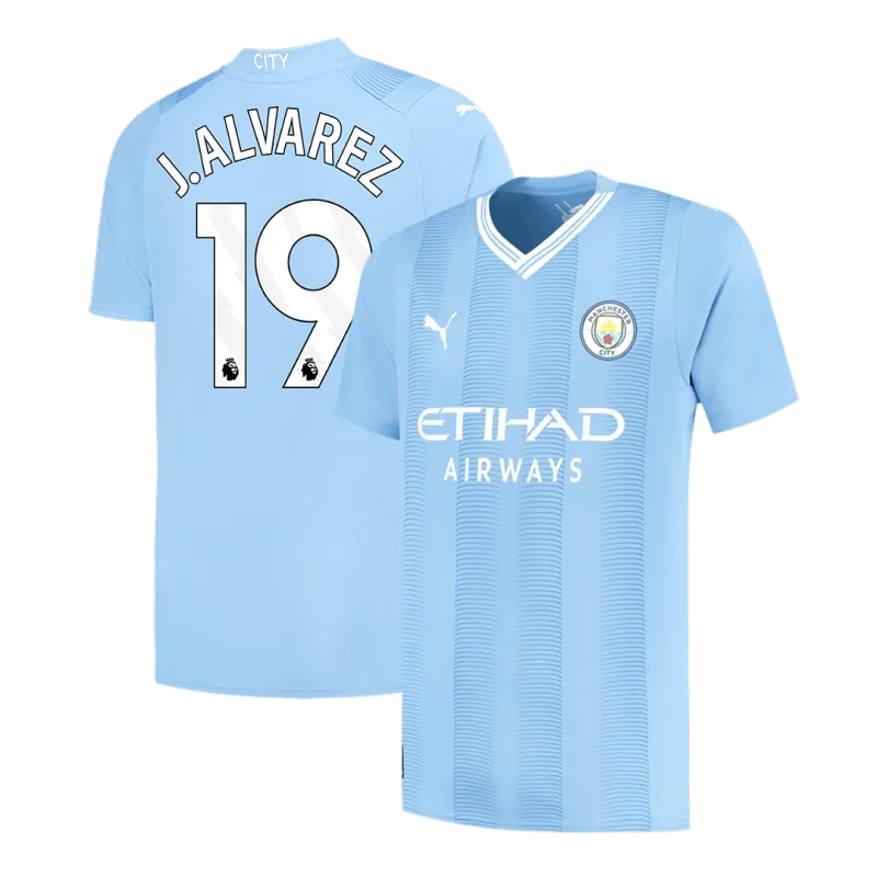 J.ALVAREZ #19 Manchester City Home Soccer Jersey 2023/24