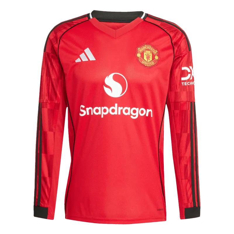 Manchester United Home Long Sleeve Soccer Jersey 2025/26