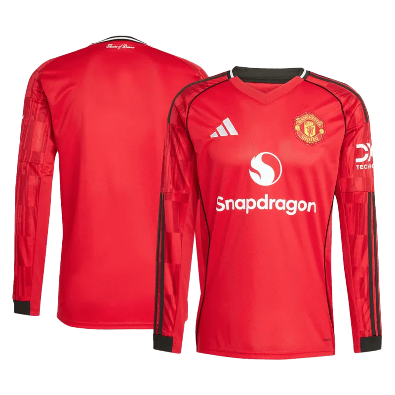 Manchester United Home Long Sleeve Soccer Jersey 2025/26