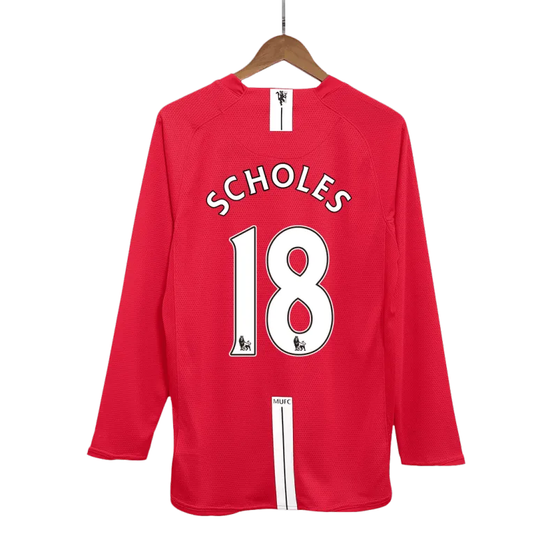 Vintage Soccer Jersey SCHOLES #18 Manchester United Home Long Sleeve 2007/08
