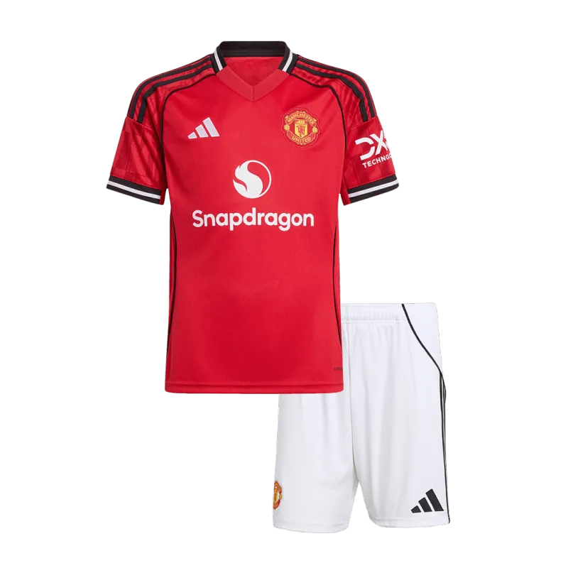 Manchester United Home Kids Soccer Jerseys Kit 2025/26