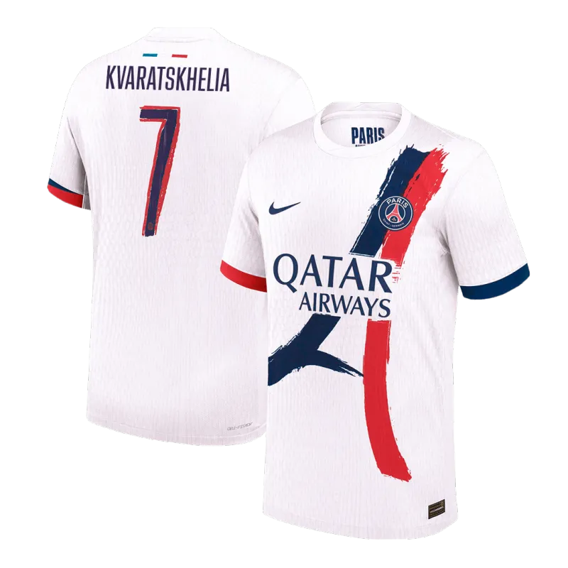 KVARATSKHELIA #7 PSG Away Authentic Soccer Jersey 2024/25   UCL