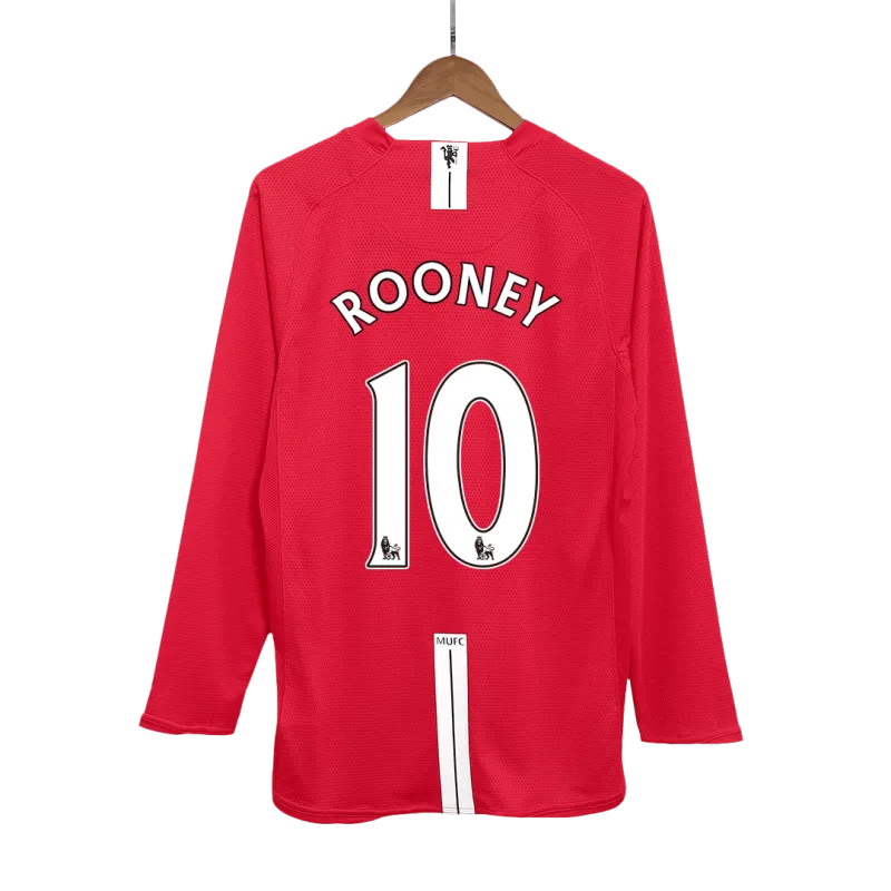 Vintage Soccer Jersey ROONEY #10 Manchester United Home Long Sleeve 2007/08