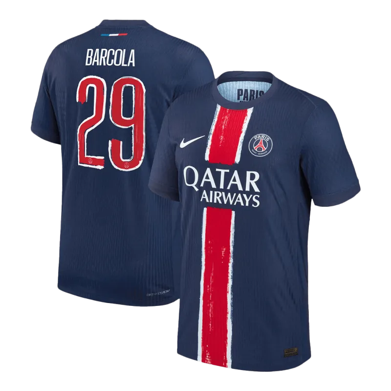 BARCOLA #29 PSG Home Authentic Soccer Jersey 2024/25   UCL