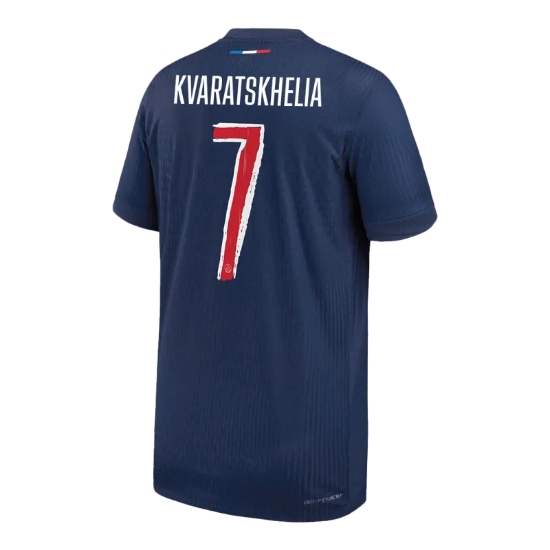 KVARATSKHELIA #7 PSG Home Authentic Soccer Jersey 2024/25   UCL