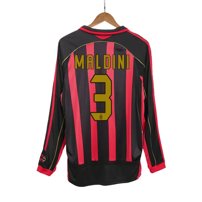Vintage Soccer Jersey MALDINI #3 AC Milan Home Long Sleeve 2006/07