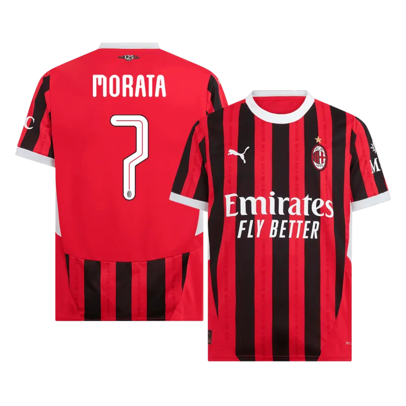 MORATA #7 AC Milan Home Soccer Jersey 2024/25   UCL