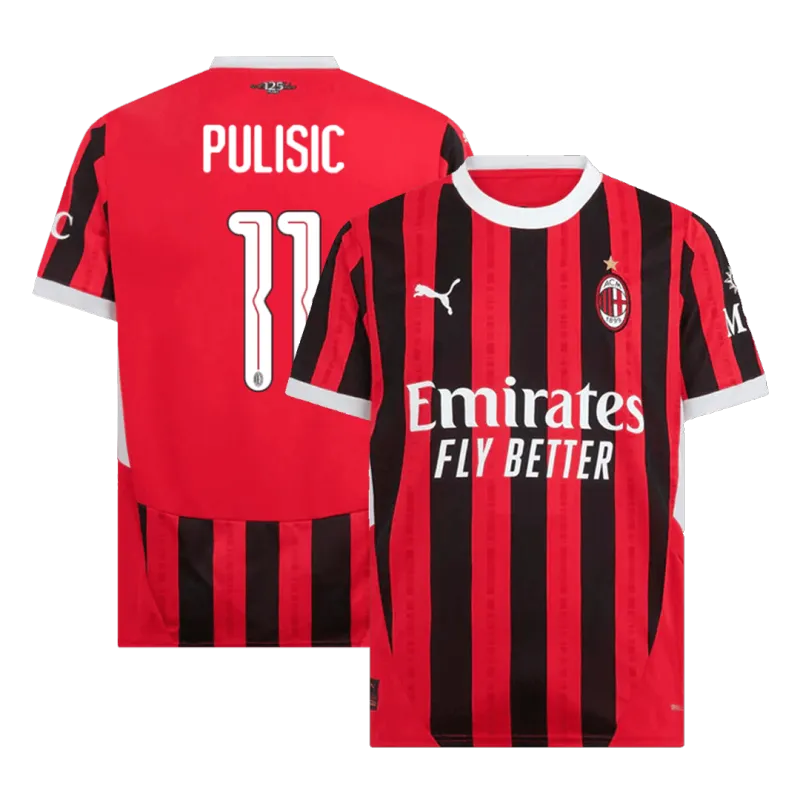 PULISIC #11 AC Milan Home Soccer Jersey 2024/25   UCL