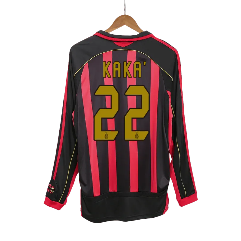 Vintage Soccer Jersey KAKA  #22 AC Milan Home Long Sleeve 2006/07