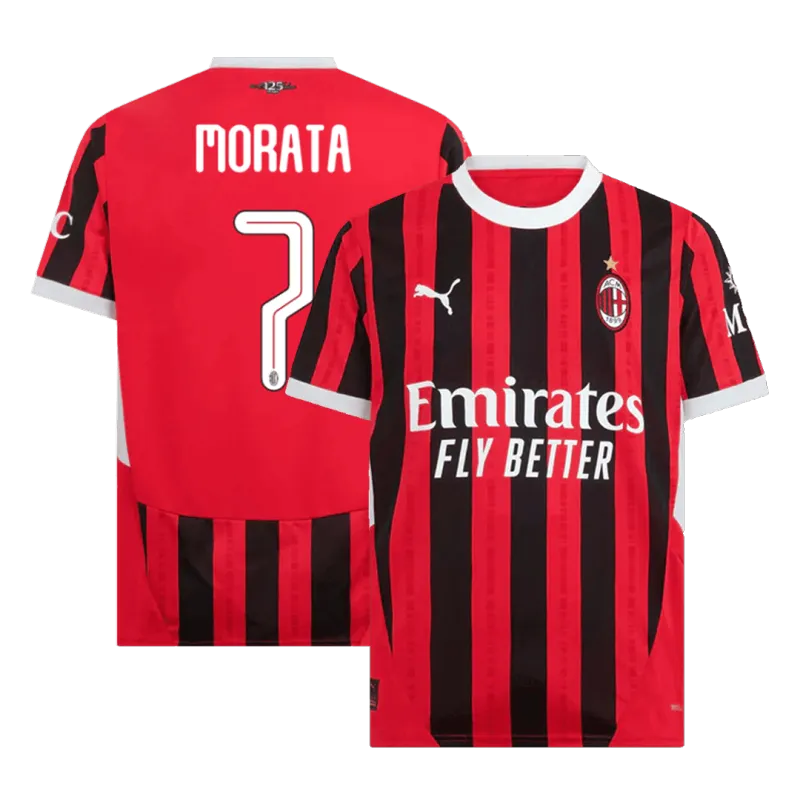 MORATA #7 AC Milan Home Soccer Jersey 2024/25   UCL