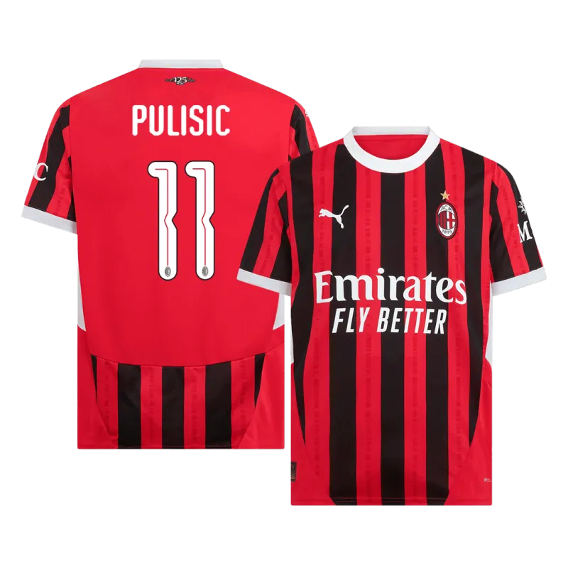 PULISIC #11 AC Milan Home Soccer Jersey 2024/25   UCL