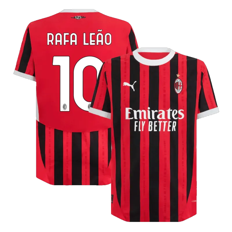 RAFA LEÃO #10 AC Milan Home Authentic Soccer Jersey 2024/25   UCL