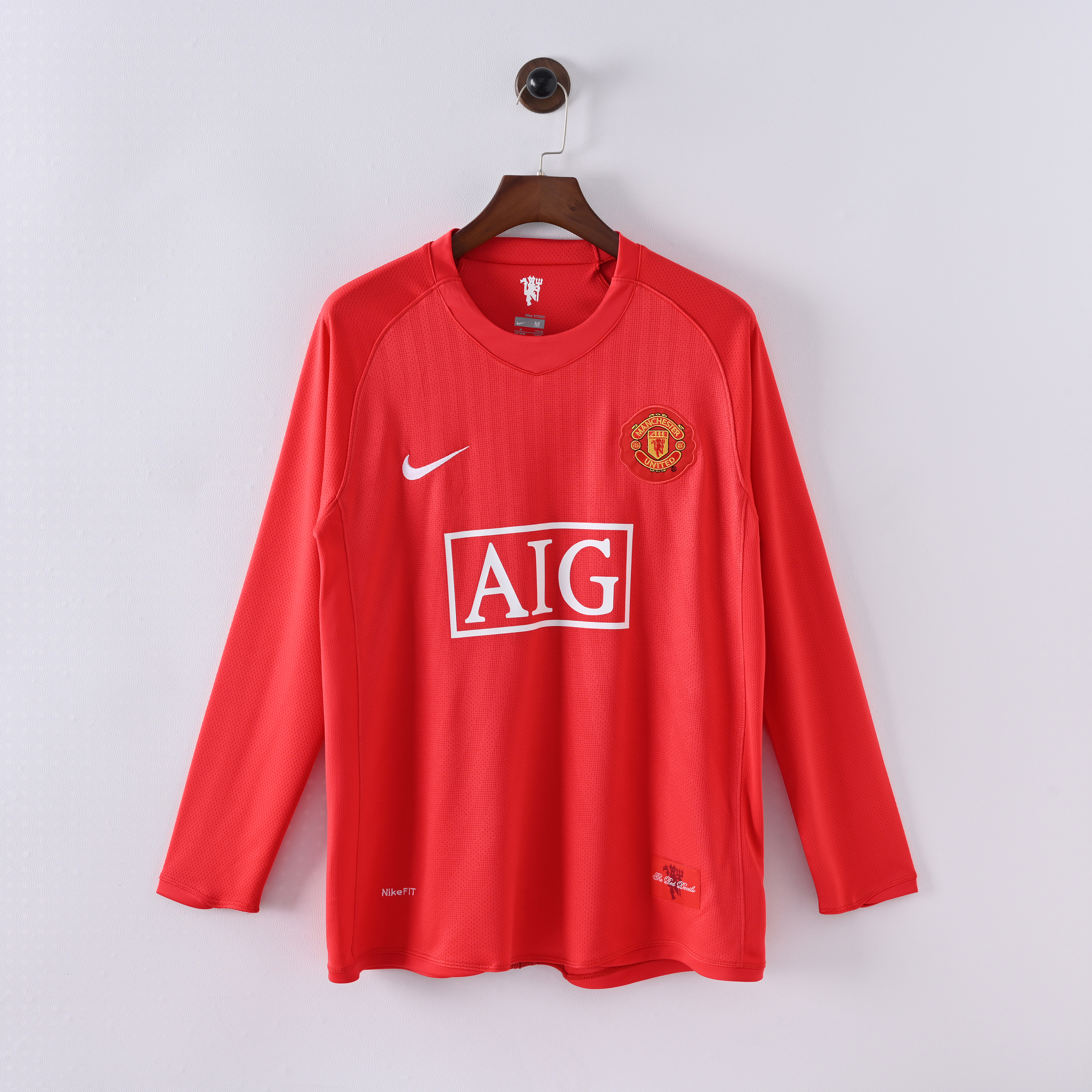 Long sleeves 2007-2008 Manchester United home jersey