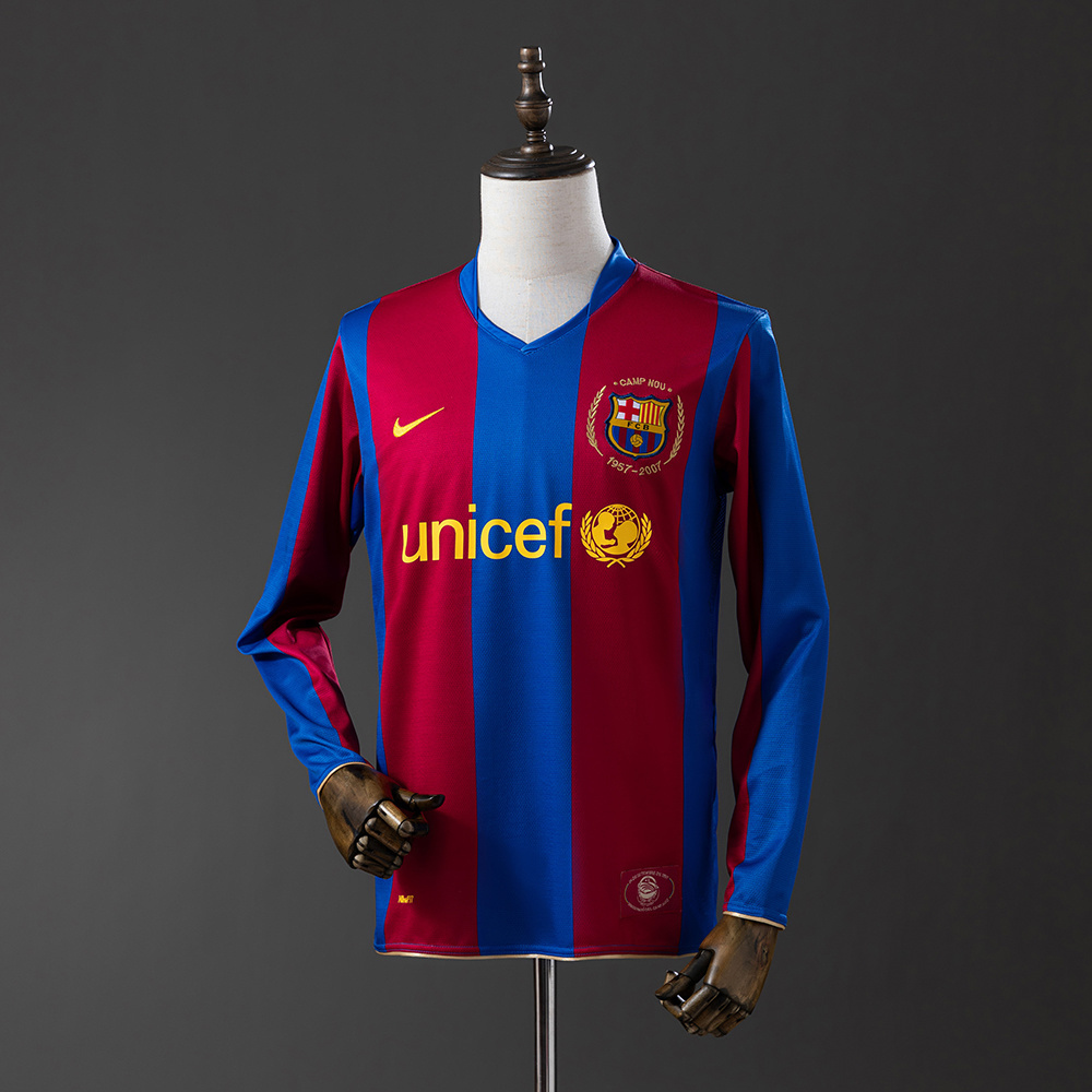 Long sleeves 2007-2008 Barcelona home jersey