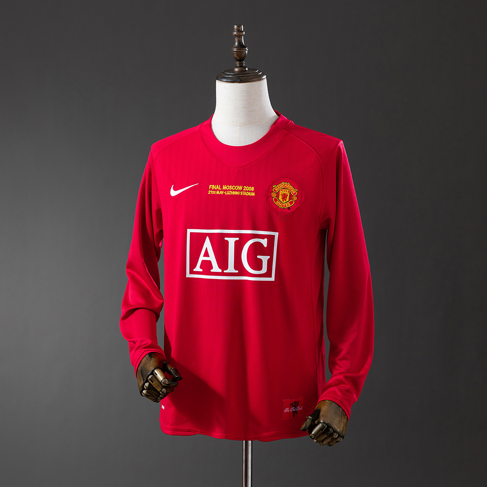 Champions League Long sleeves 2007-2008 Manchester United home jersey